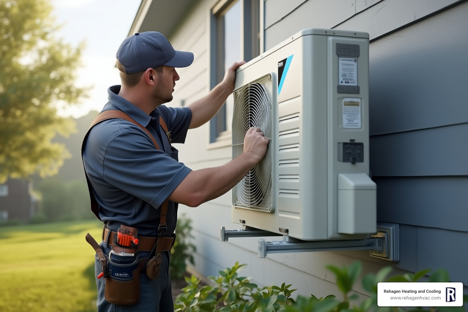 Certified technician professionally installing an outdoor Daikin unit - daikin mini split installation jefferson city