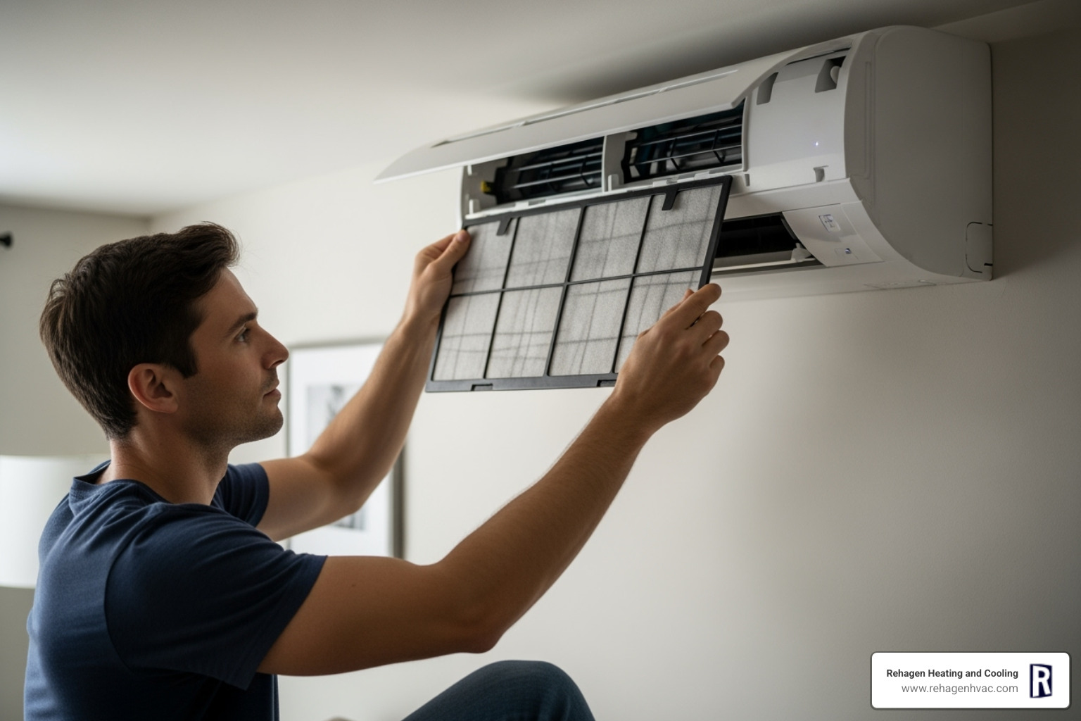 homeowner easily removing a mini-split filter for cleaning - mini split maintenance jefferson city homeowner easily removing a mini-split filter for cleaning - mini split maintenance jefferson city