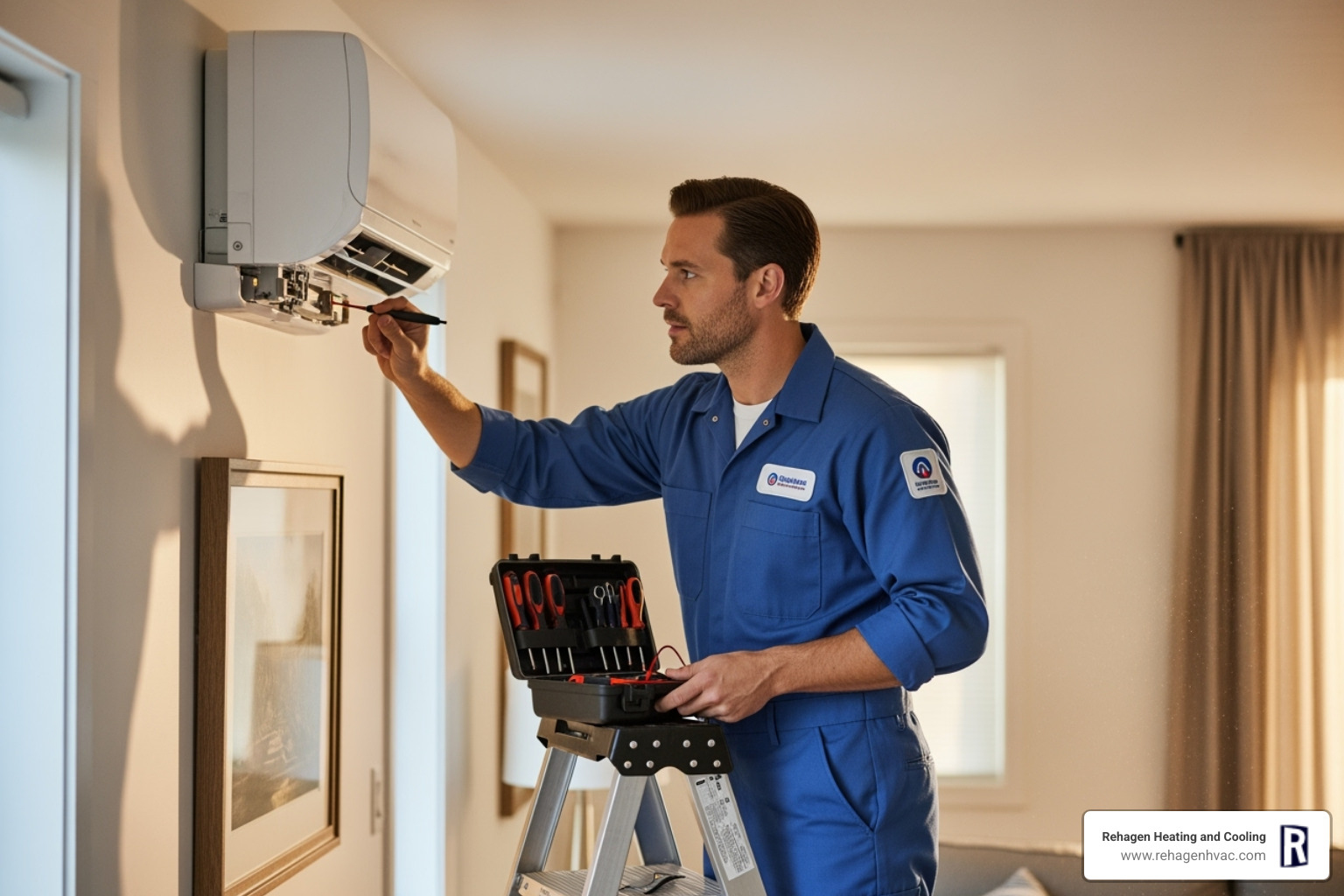 professional technician servicing an indoor mini-split unit - mini split maintenance jefferson city professional technician servicing an indoor mini-split unit - mini split maintenance jefferson city