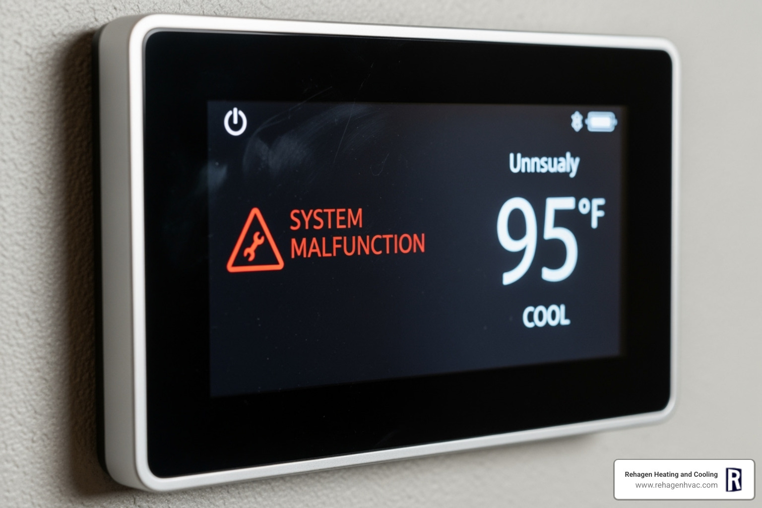 A home thermostat displaying an error message or abnormally high temperature - air conditioning repair westphalia