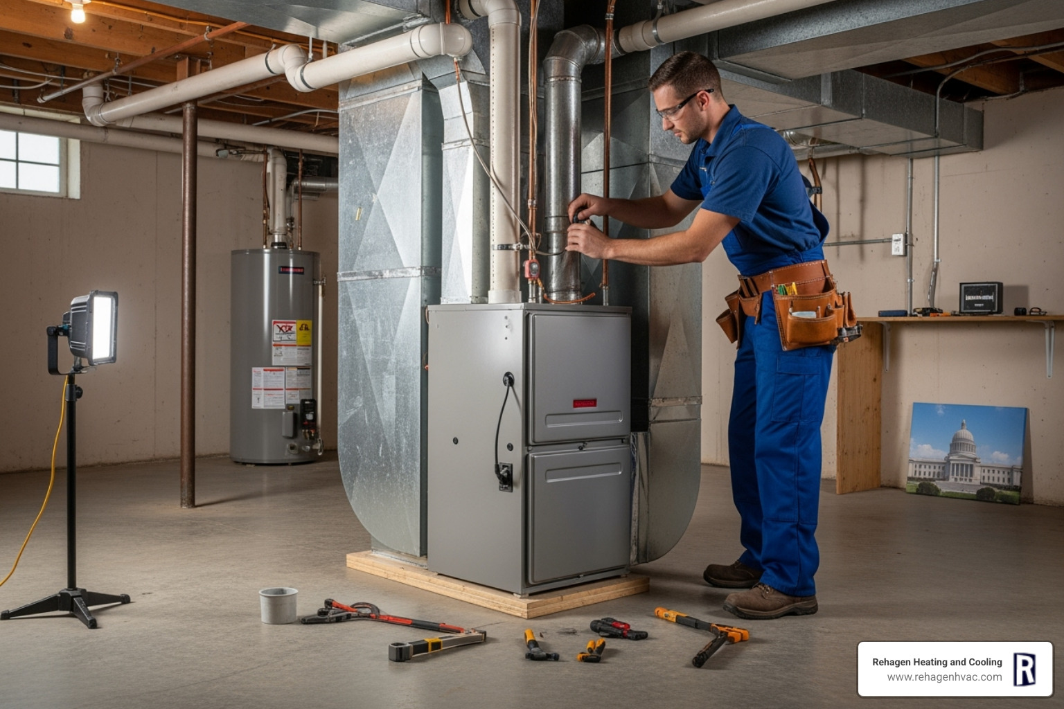 A piggy bank sitting next to a stack of energy bills - heating installation jefferson city